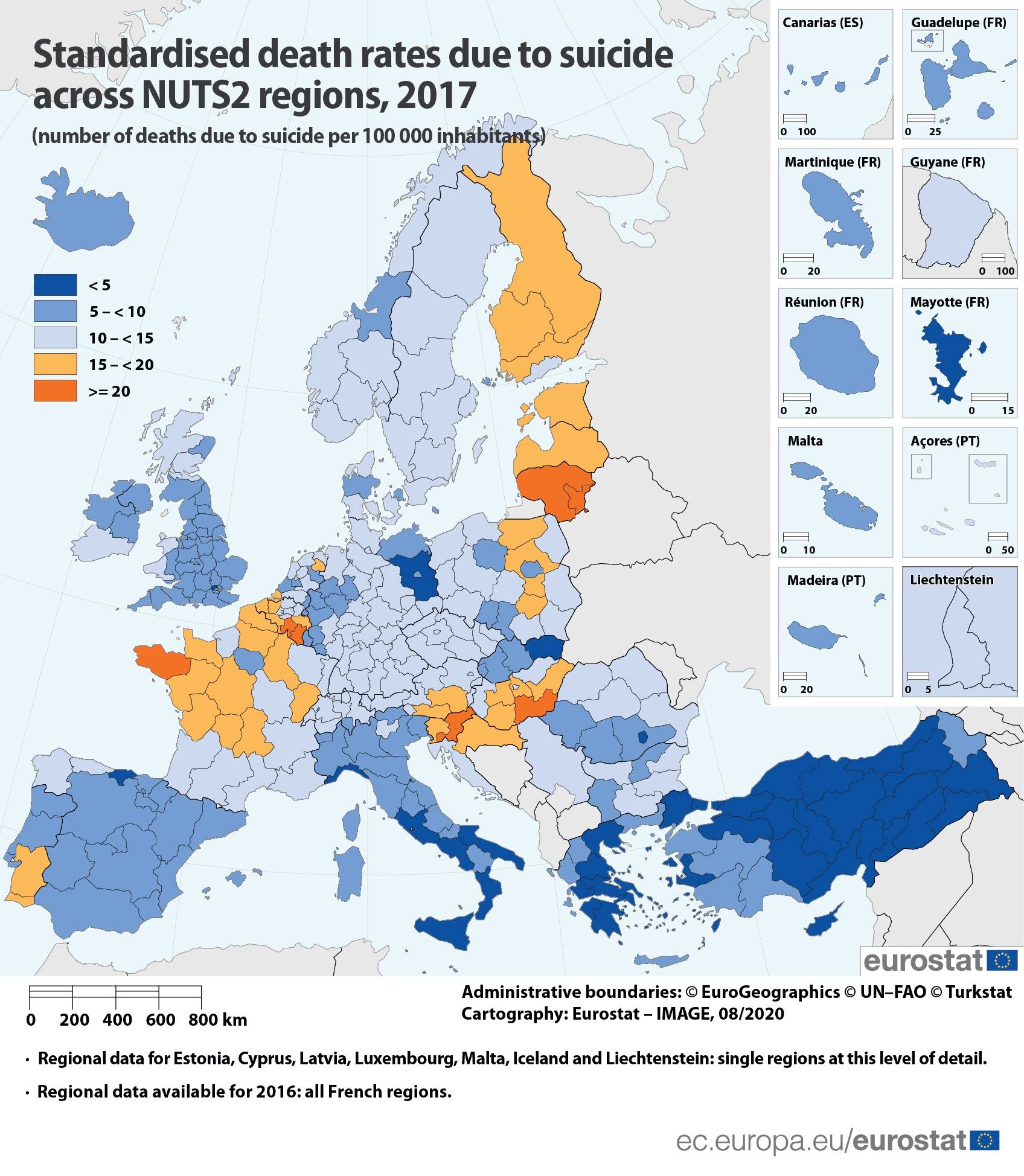 Standardised death rates due to suicides