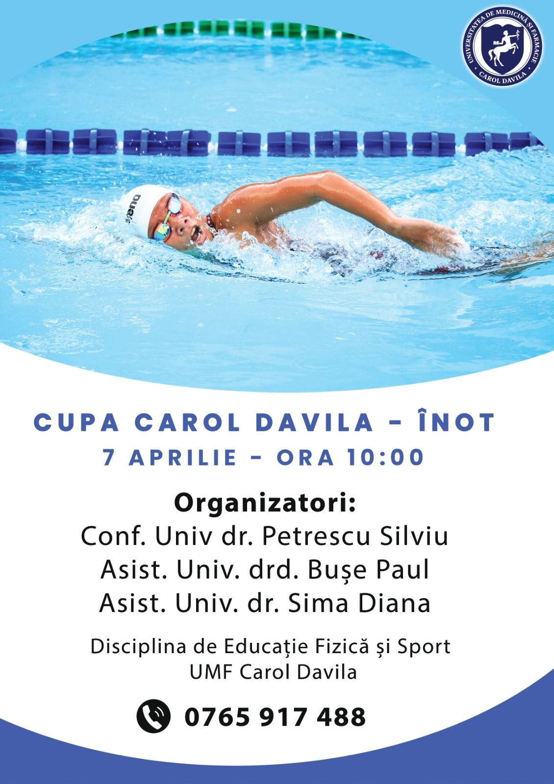 Competiția de înot „Cupa Carol Davila” are loc în aprilie