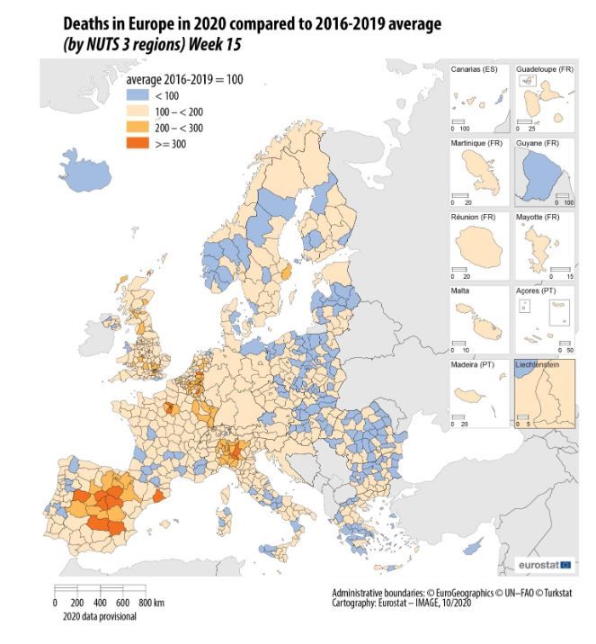 Eurostat: mai multe decese comparativ cu media ultimilor patru ani