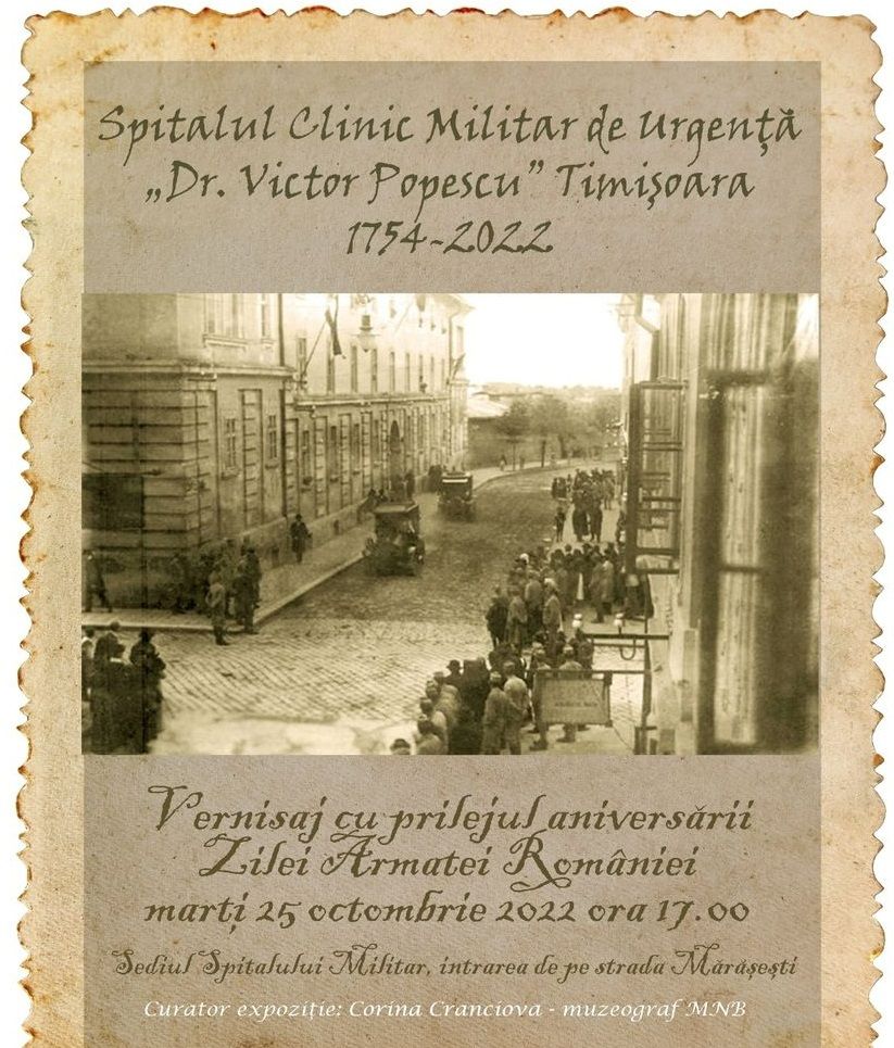 Expoziție la Spitalul Militar din Timișoara, de Ziua Armatei României