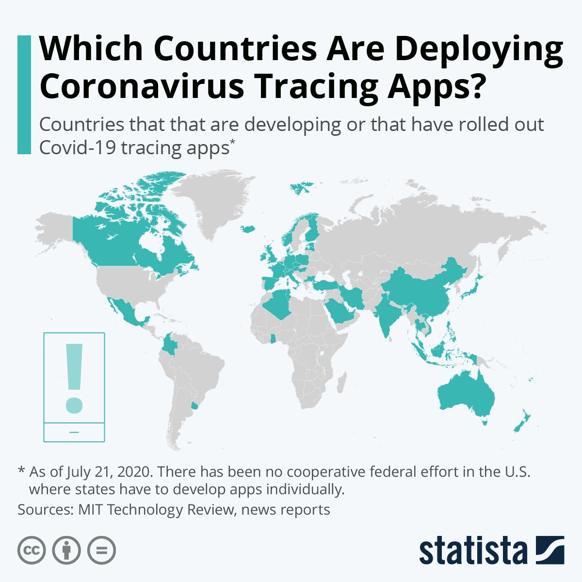 Harta țărilor care au aplicații de corona-tracking