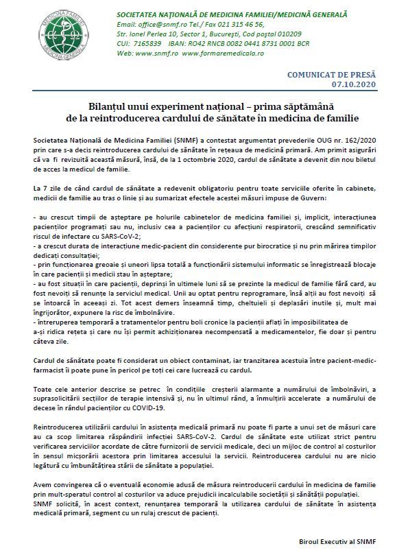 snmf renuntare la cardul de sanatate