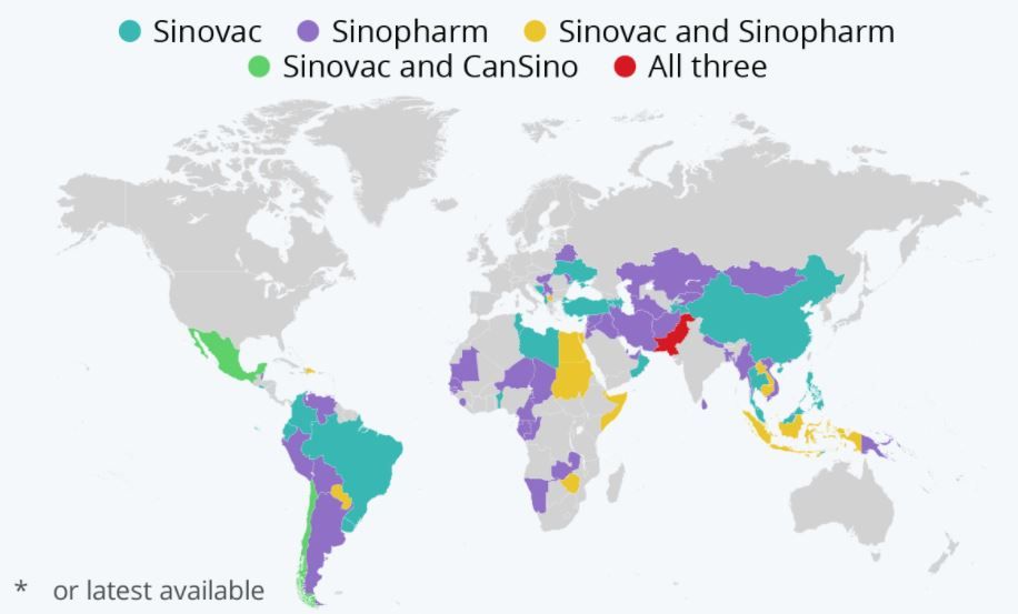 INFOGRAFIC: țările care folosesc vaccinuri chinezești împotriva COVID-19