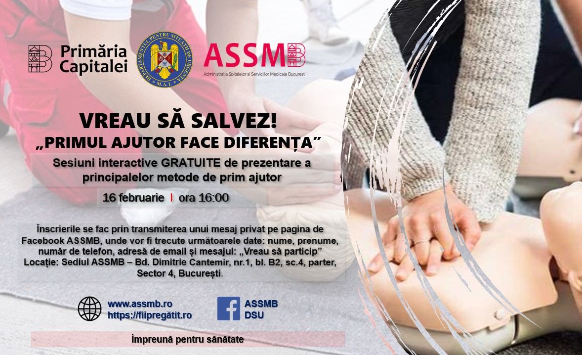 ASSMB organizează în februarie sesiuni interactive „Vreau să salvez! Primul ajutor face diferența”