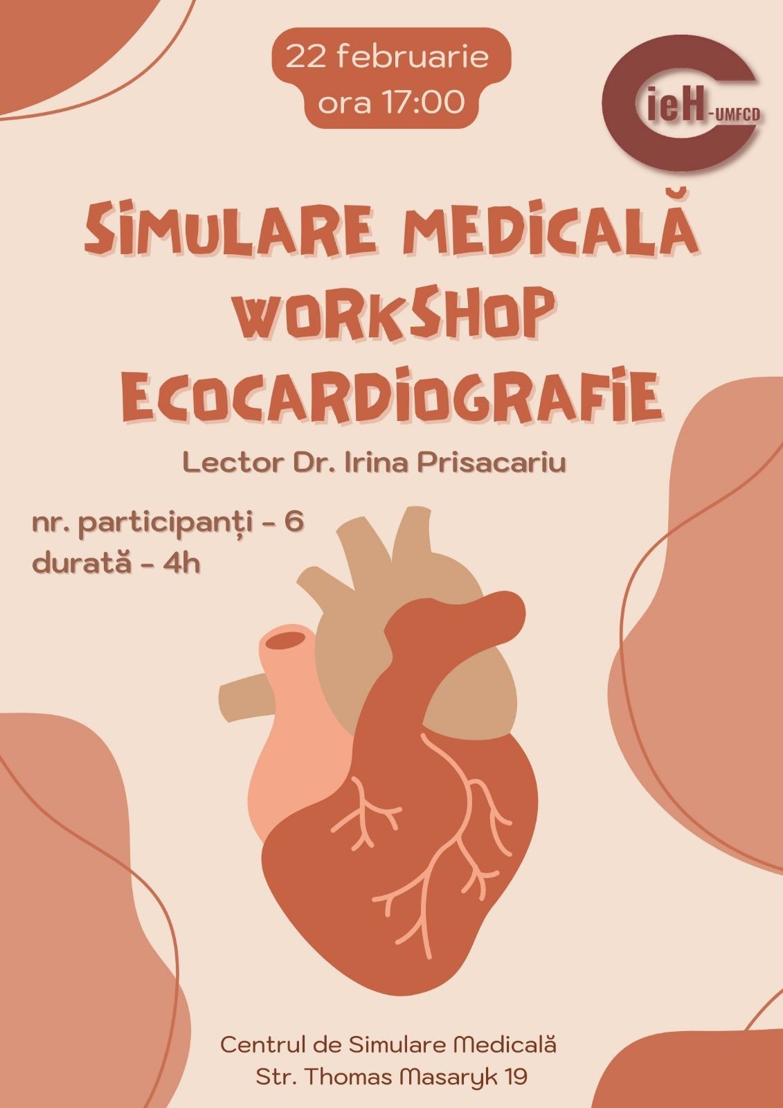 Un workshop de ecocardiografie transtoracică va fi organizat în 22 februarie