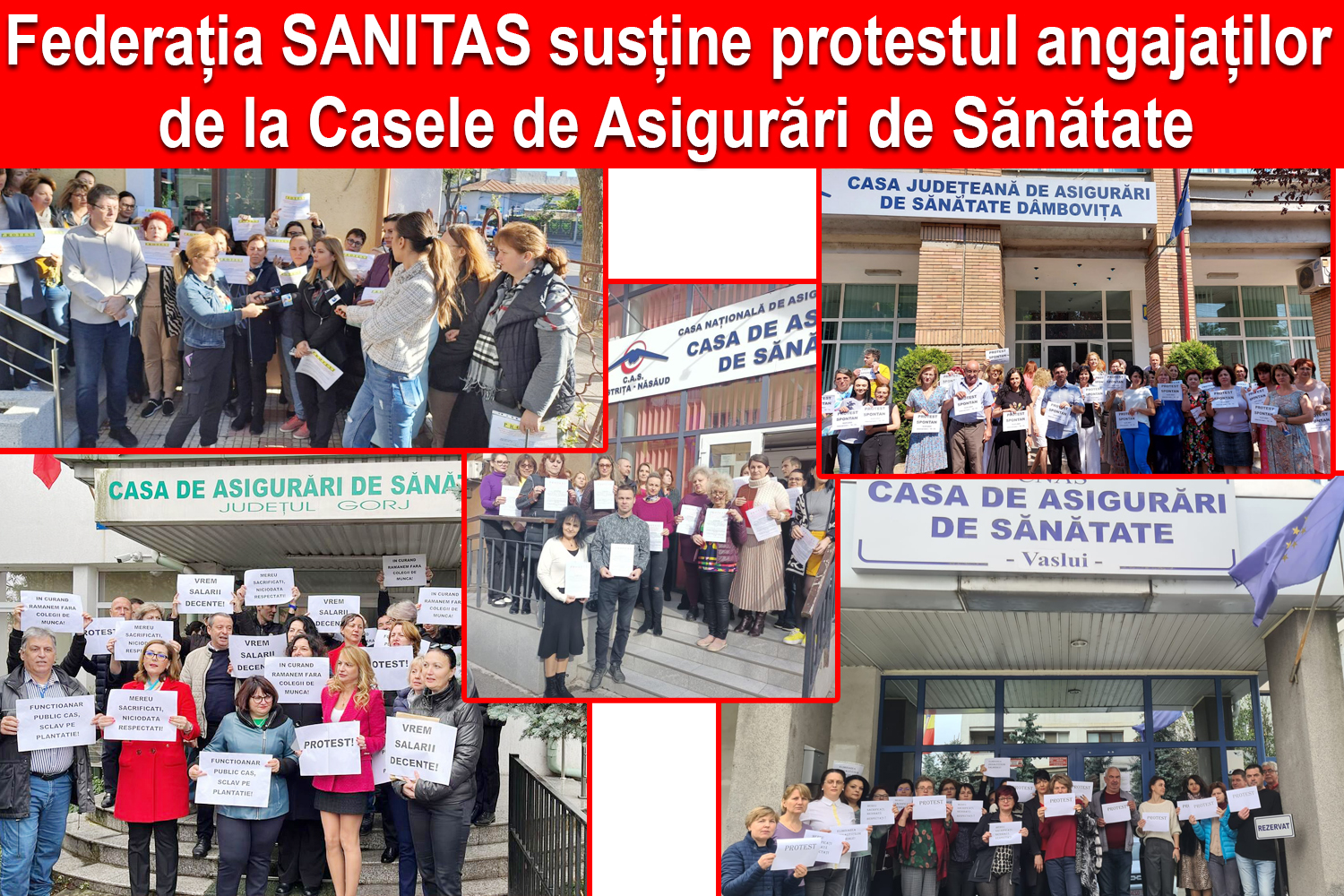Federația SANITAS se solidarizează cu lucrătorii din Casele de Asigurări de Sănătate 