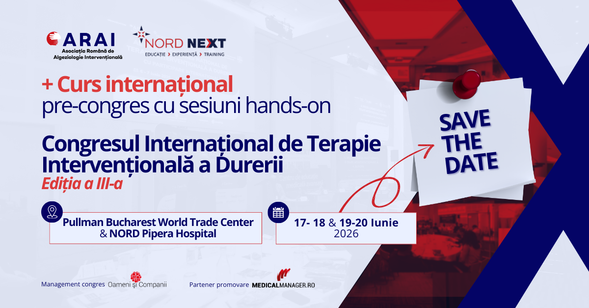 Save the Date: Congresul de Terapie Intervențională a Durerii, ediția a III‑a, 19-20 iunie 2026 
