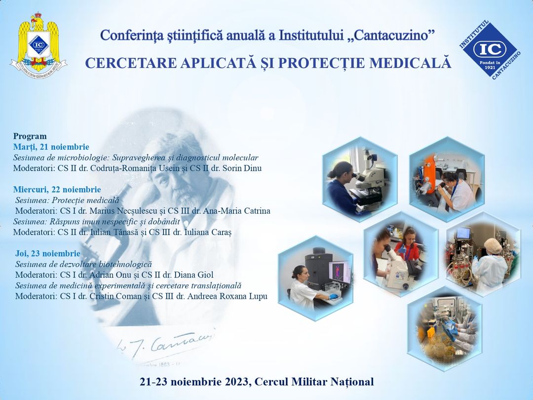 Conferința științifică anuală a Institutului „Cantacuzino” are loc în perioada 21-23 noiembrie