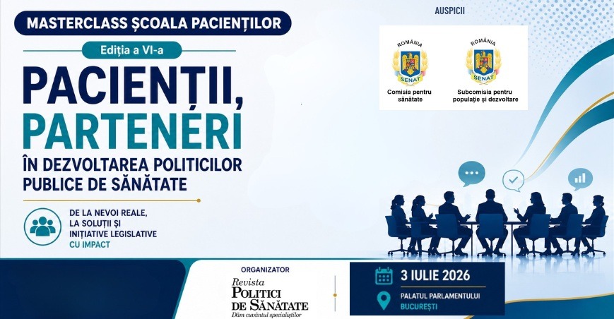 Pacienții, parteneri în dezvoltarea politicilor publice de sănătate – Masterclass Școala Pacienților
