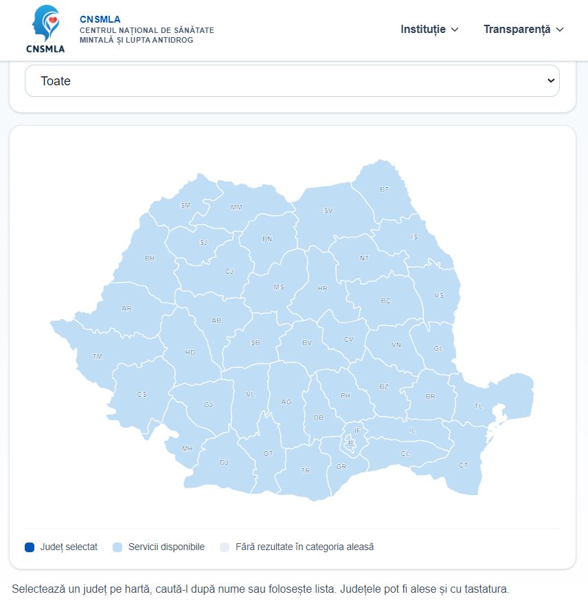 Unde poate fi consultată Harta serviciilor de sănătate mintală?