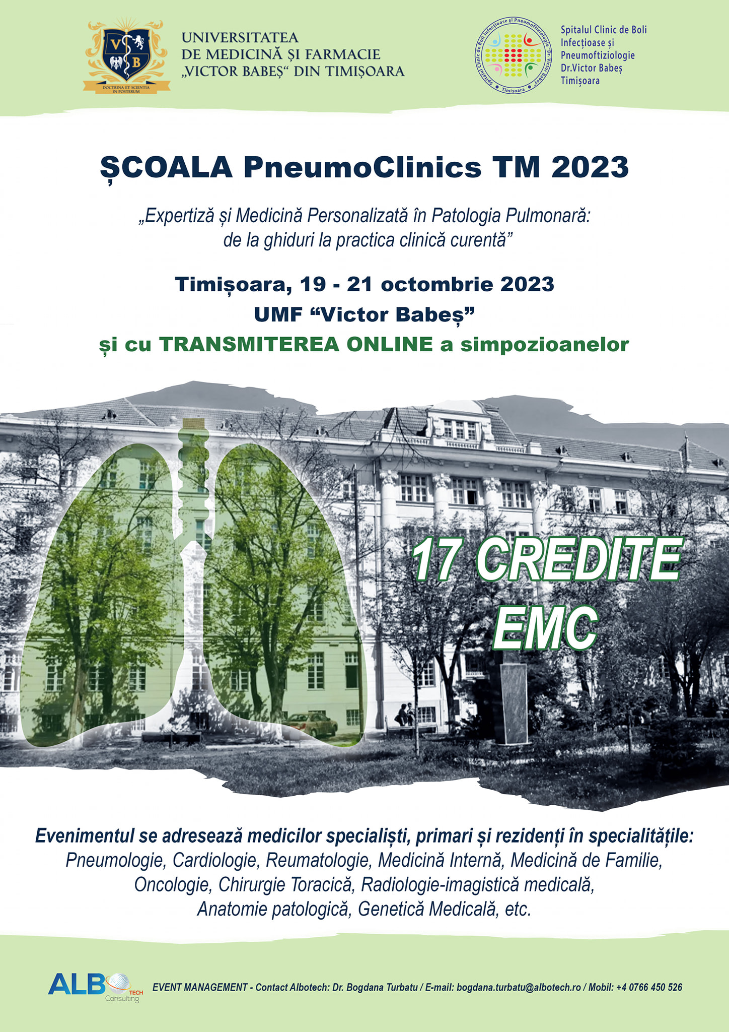 Conferința „Școala PneumoClinics TM 2023” are loc în perioada 19-21 octombrie 